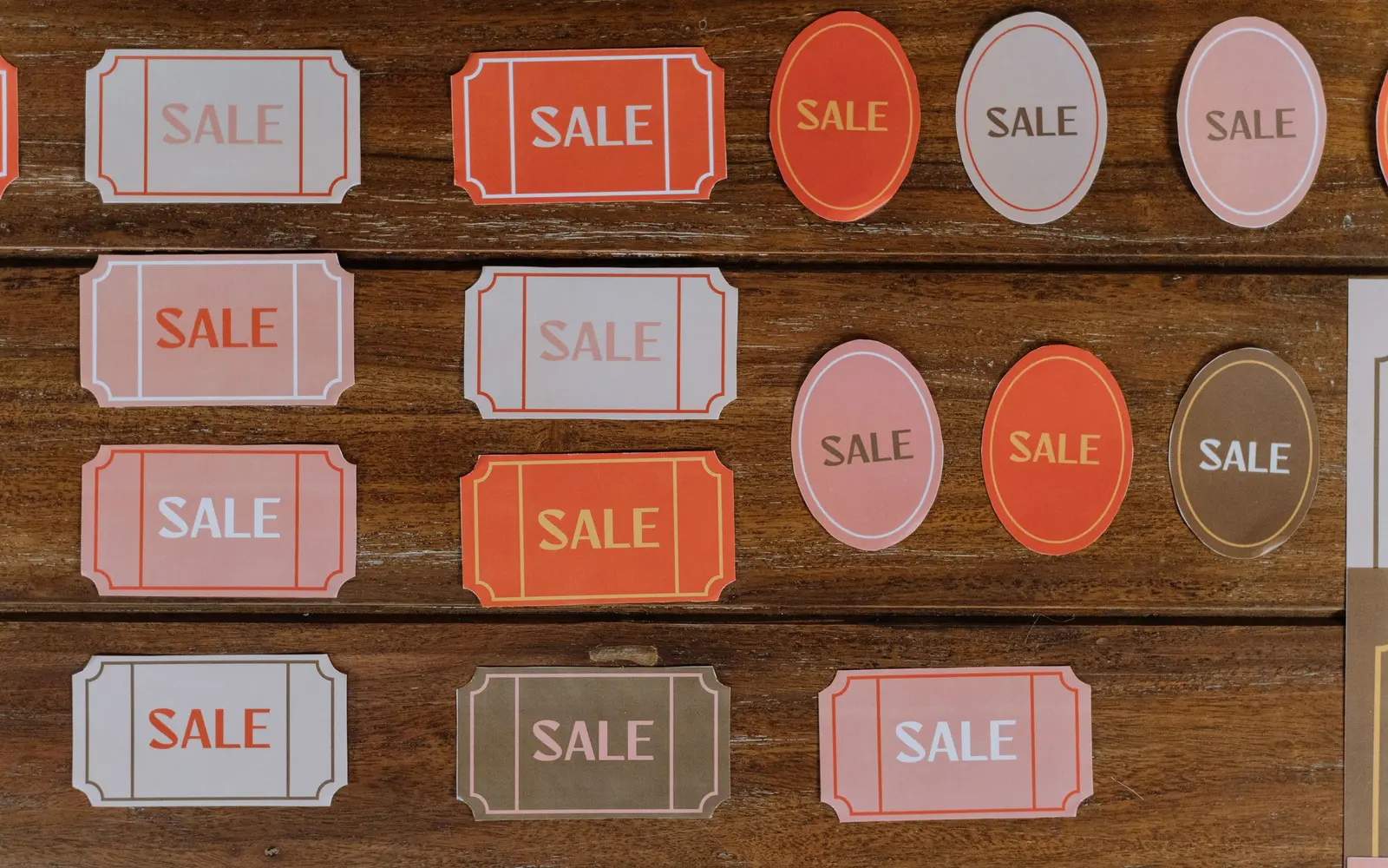 A wall of price tags.